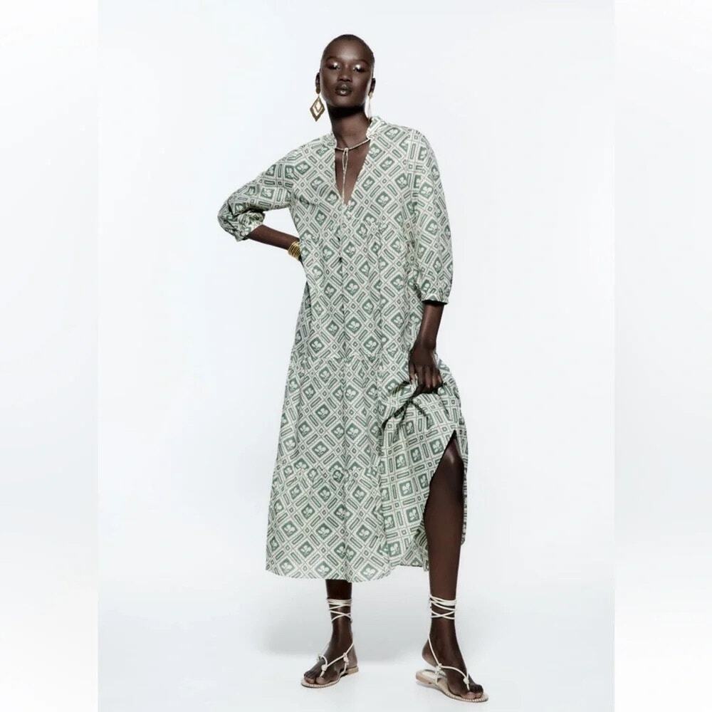 Zara Printed Cotton Maxi Dress